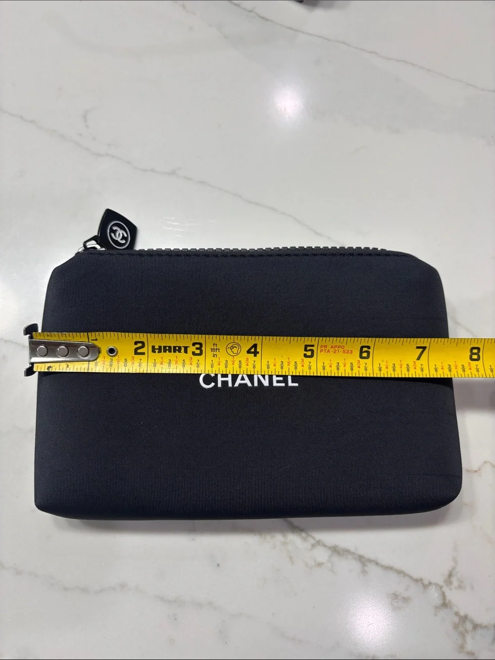 Designer Inspired Black Zipper Pouch - Accessory Case